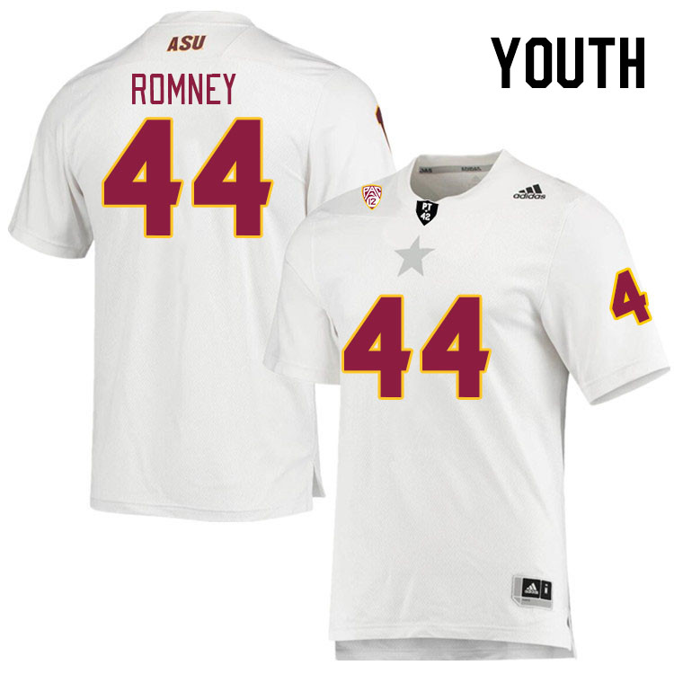 Youth #44 Tate Romney Arizona State Sun Devils College Football Jerseys Stitched Sale-White - Click Image to Close
